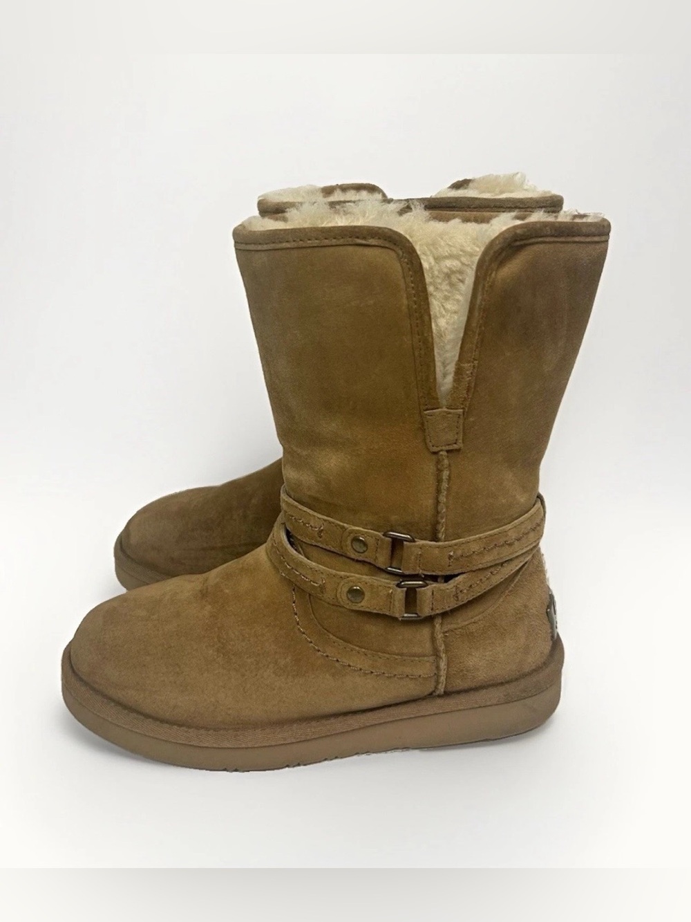 UGG Boots Womens 6 Palisade Chestnut Brown Suede Sheepskin Cozy Comfort Boho